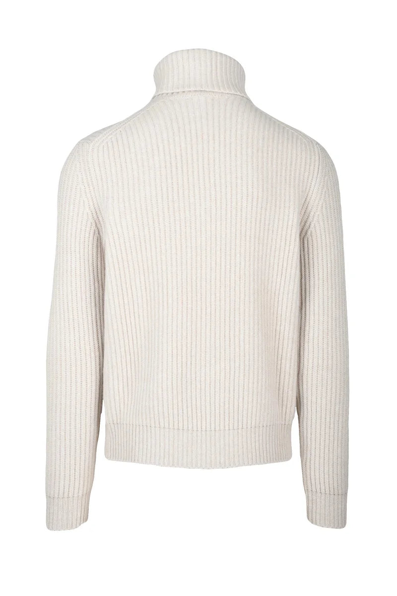 High Neck Cashmere Sweater - White
