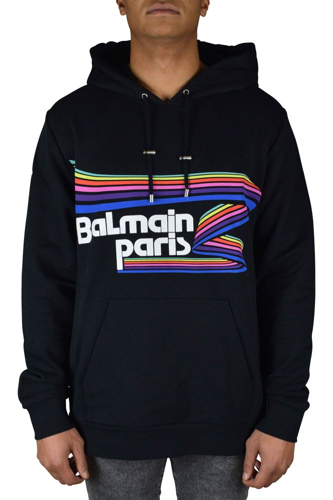 Black Sweatshirt With Rainbow Graphic And Logo