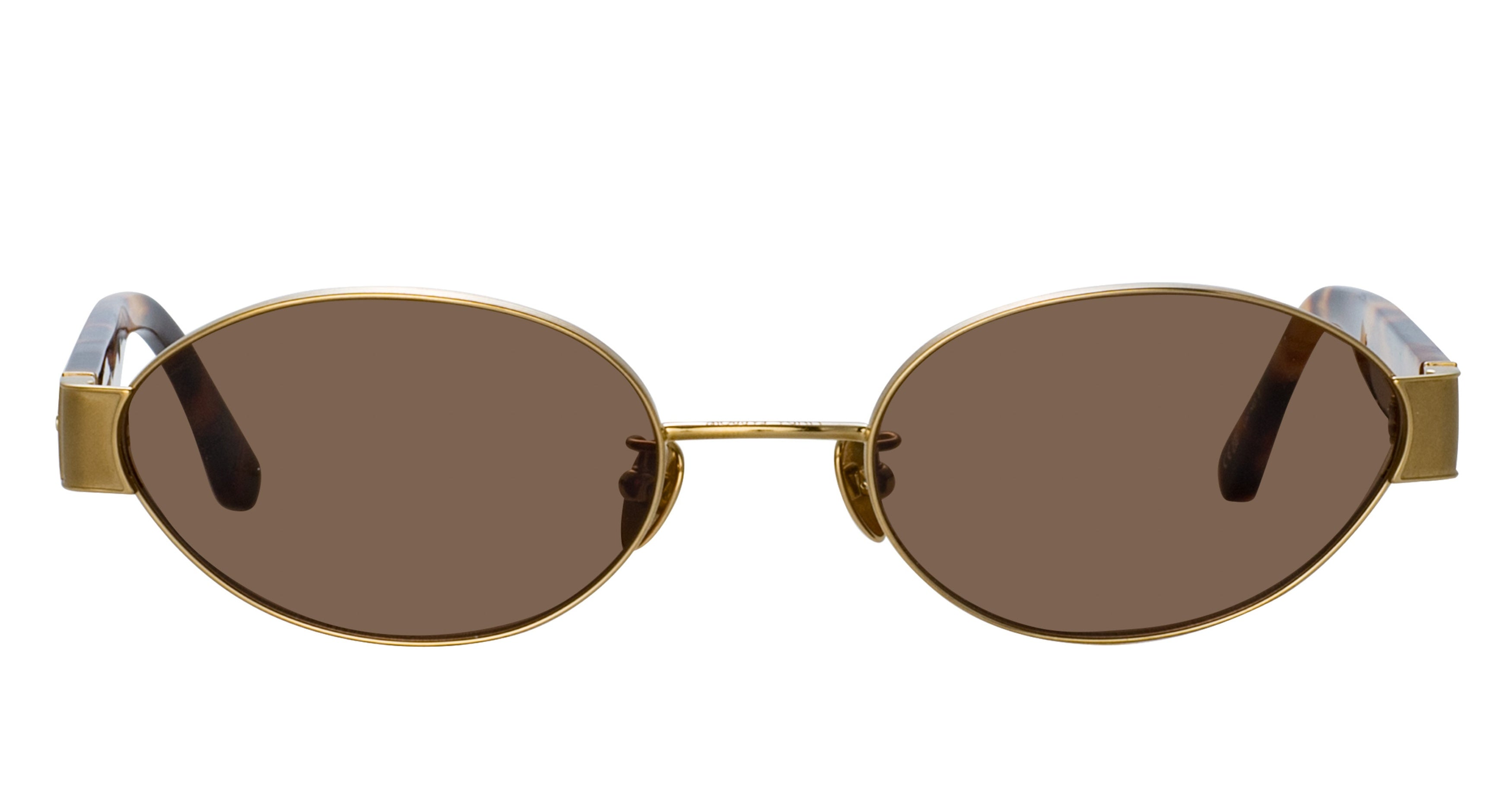 Lfl Round Lens Titanium Sunglasses with Tortoiseshell Arms