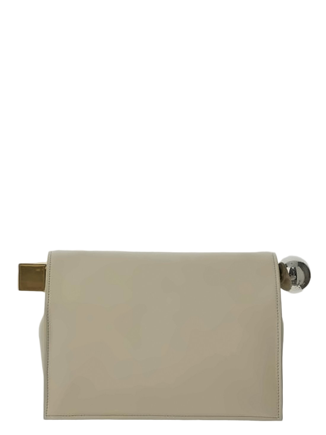 Rectangular Leather Clutch with Sculptural Closure