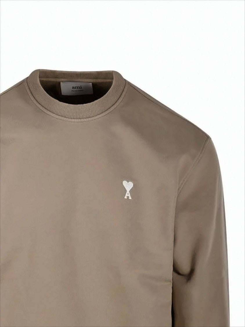 Cropped Brown Sweatshirt with Ribbed Cuffs