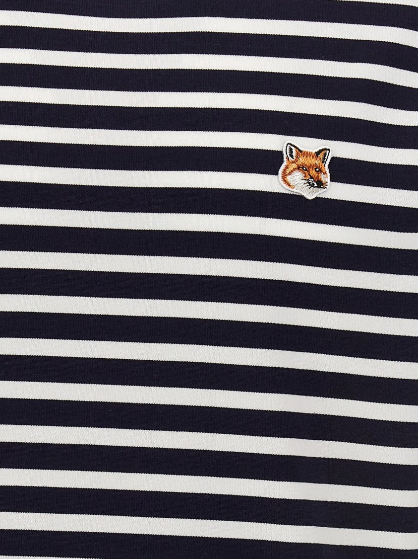 Horizontal Striped Long-Sleeve T-Shirt With Embroidered Fox Emblem