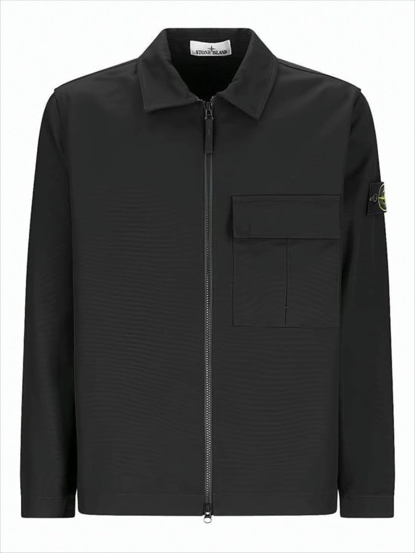 Black Cotton Jacket with Minimalist Design