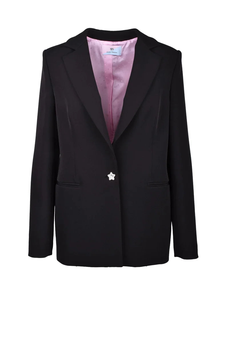 Black Stretch Jacket with Classic Lapel
