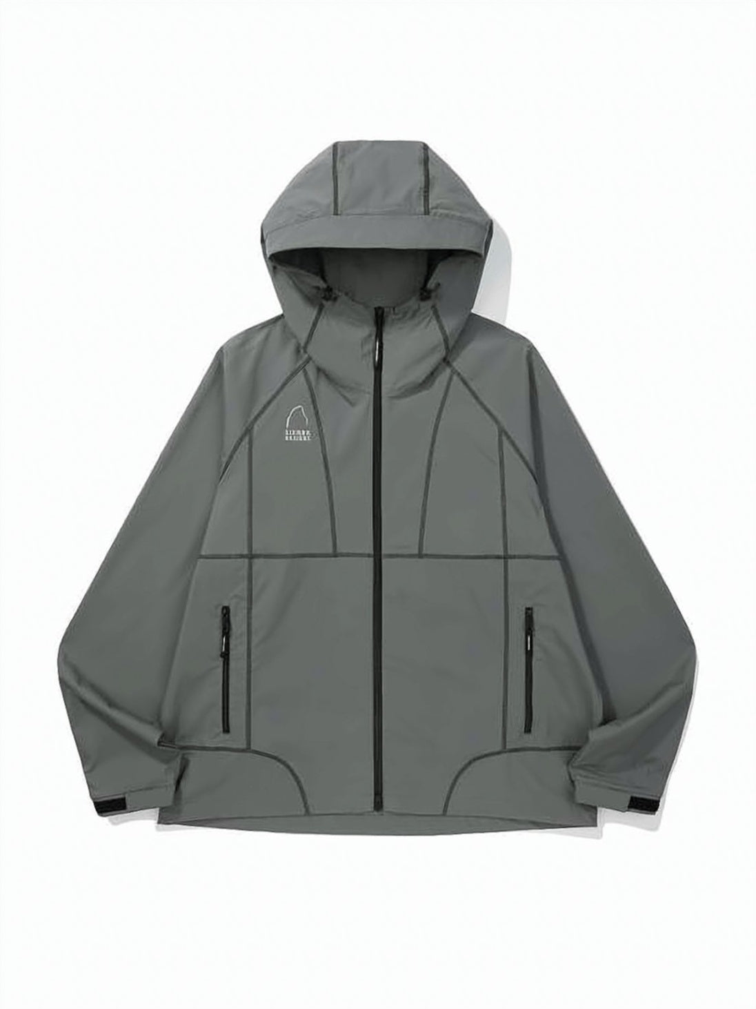 Hooded Grey Jacket with Panelled Design