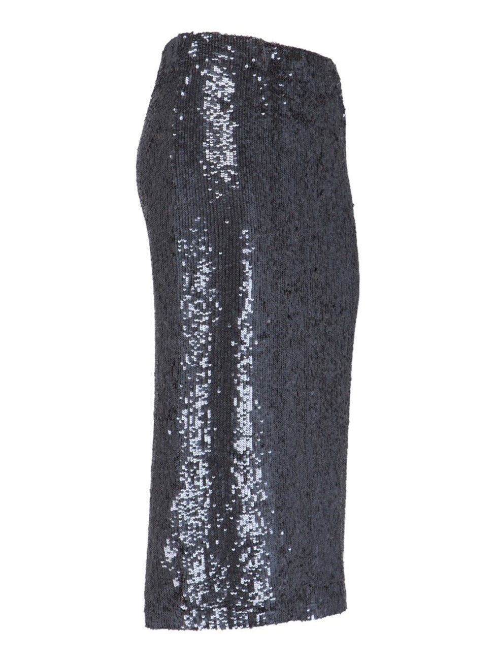 Straight Silhouette Black Sequin Midi Skirt