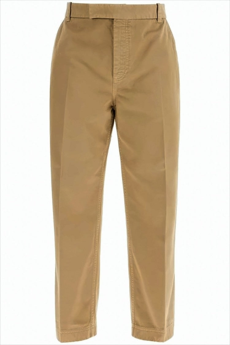 Straight Fit Cropped Pants with Relaxed Mid-Rise