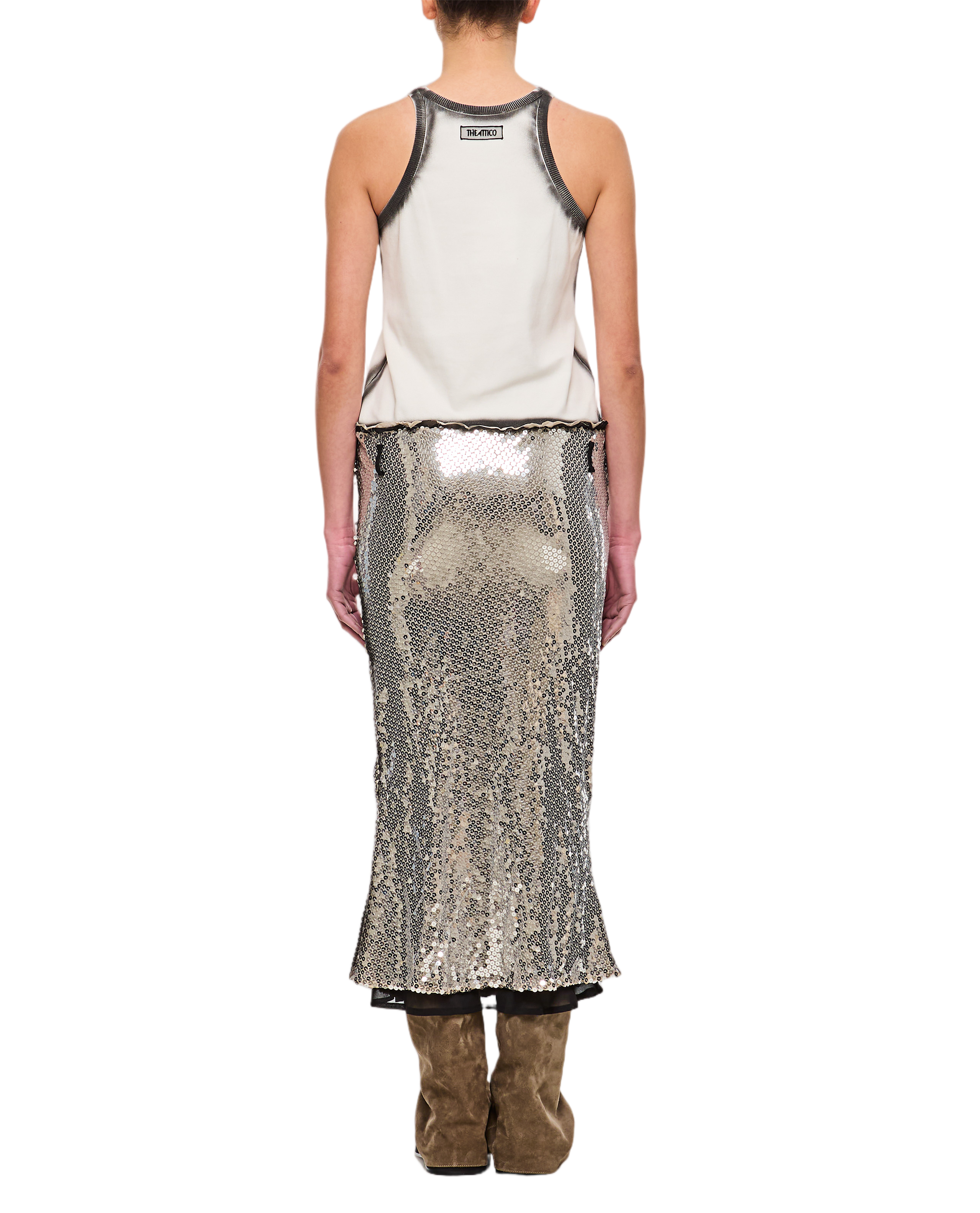 White And Silver Midi Dress