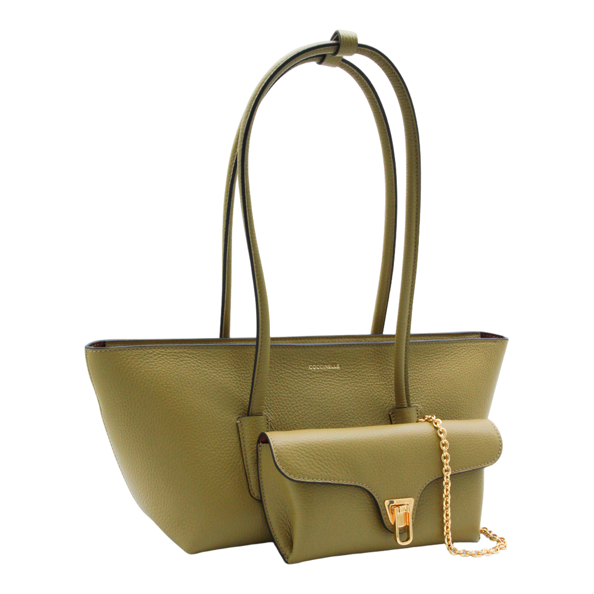 Trapezoidal Handbag with Gold-tone Clasp