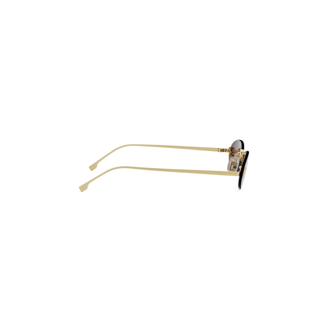 Oval Lens Sunglasses with Gold-Toned Frame and Tinted Lenses
