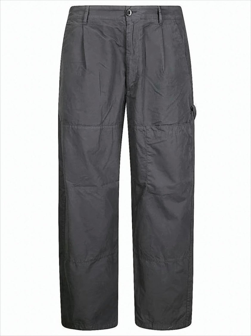 Relaxed Fit Straight Pants With Glossy Lens Detail