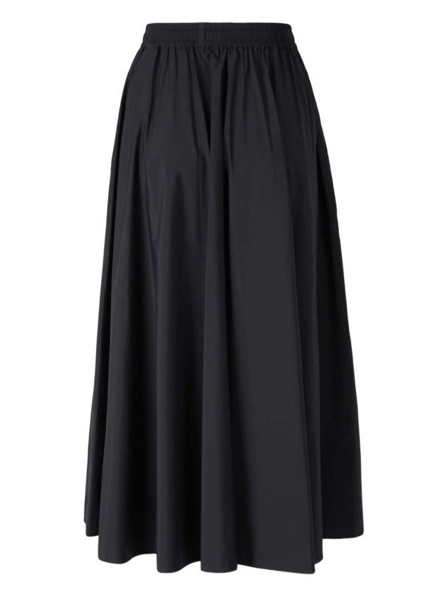 Flowing Black Midi Skirt with Elastic Waistband