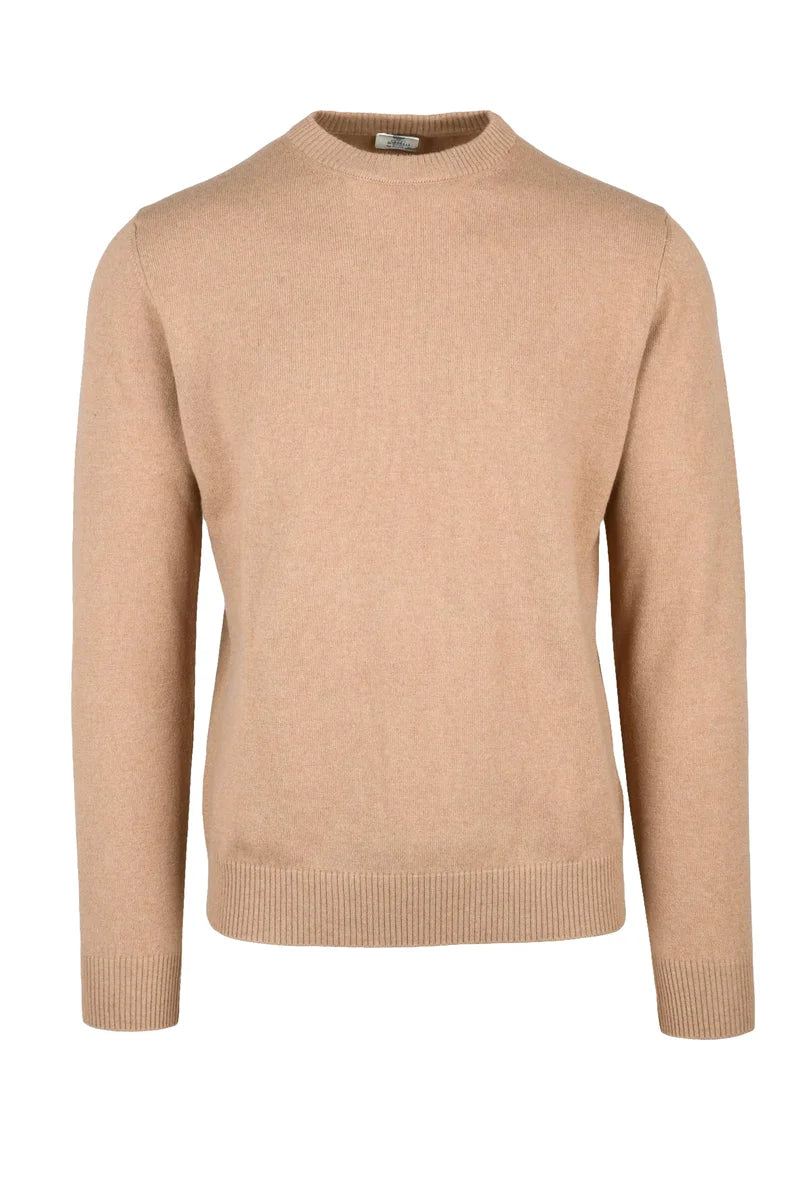 Beige Fine-Knit Cashmere-Silk Blend Pullover