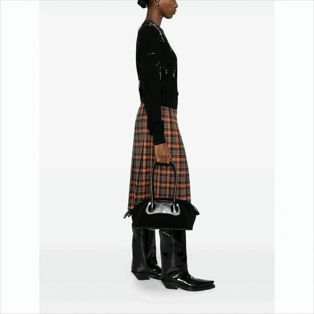 Structured Black Suede Tote Bag