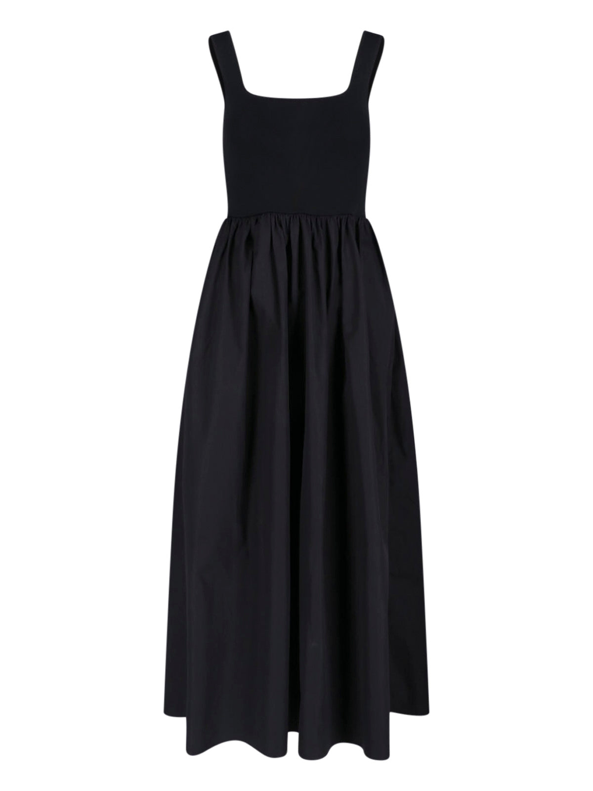 Black Fitted Square Neck Midi Dress