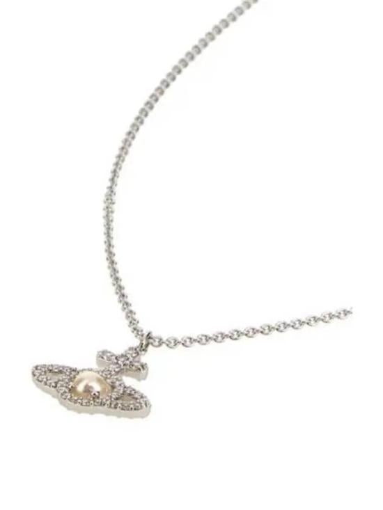 Planet Pendant Necklace with Central Pearl