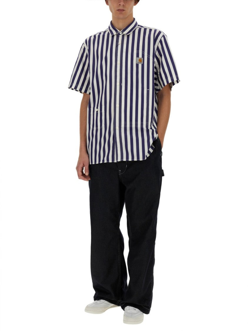 Short-Sleeved Vertical Stripe Shirt