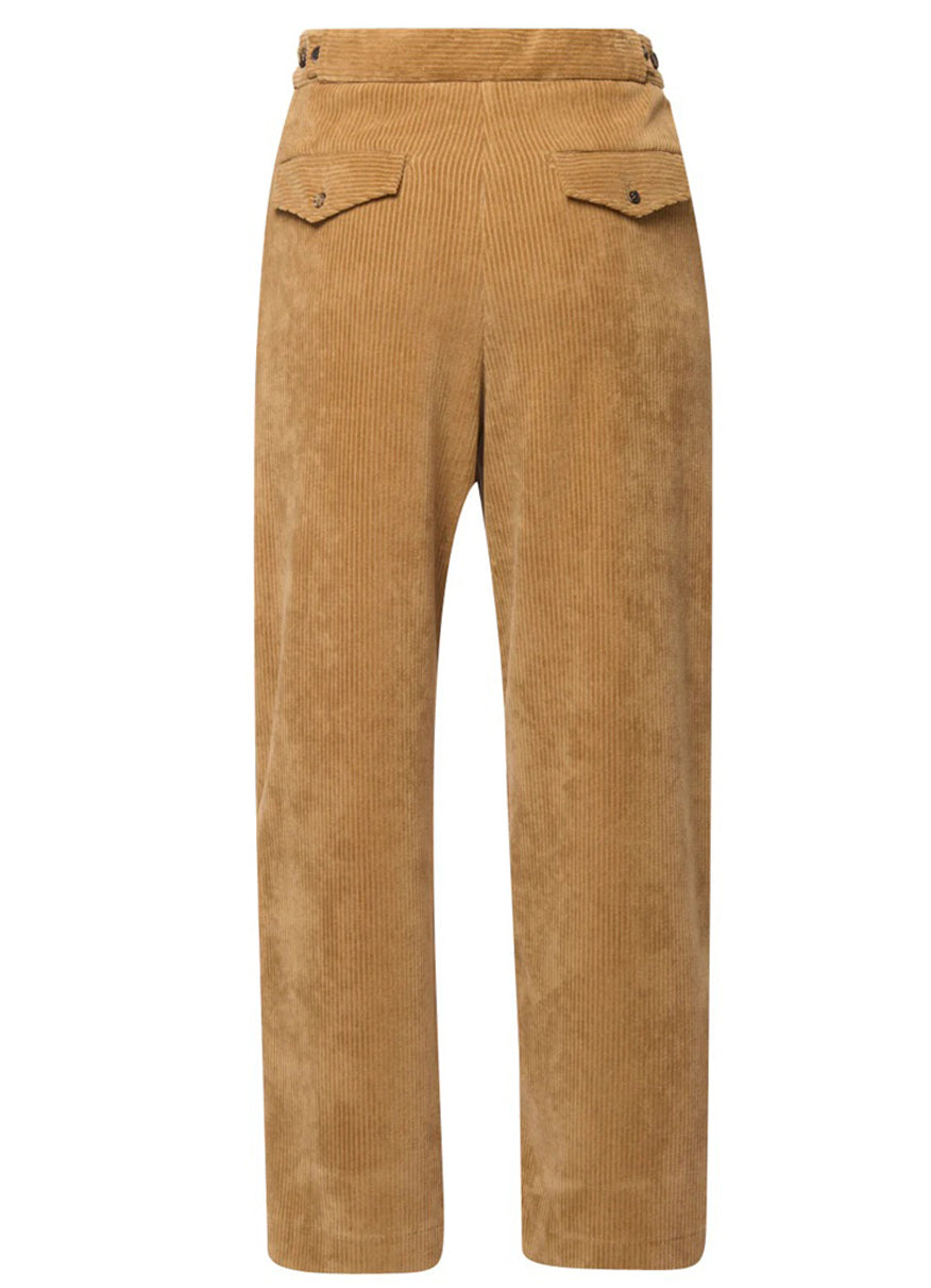High-Waisted Cotton Corduroy Trousers with Tailored Design