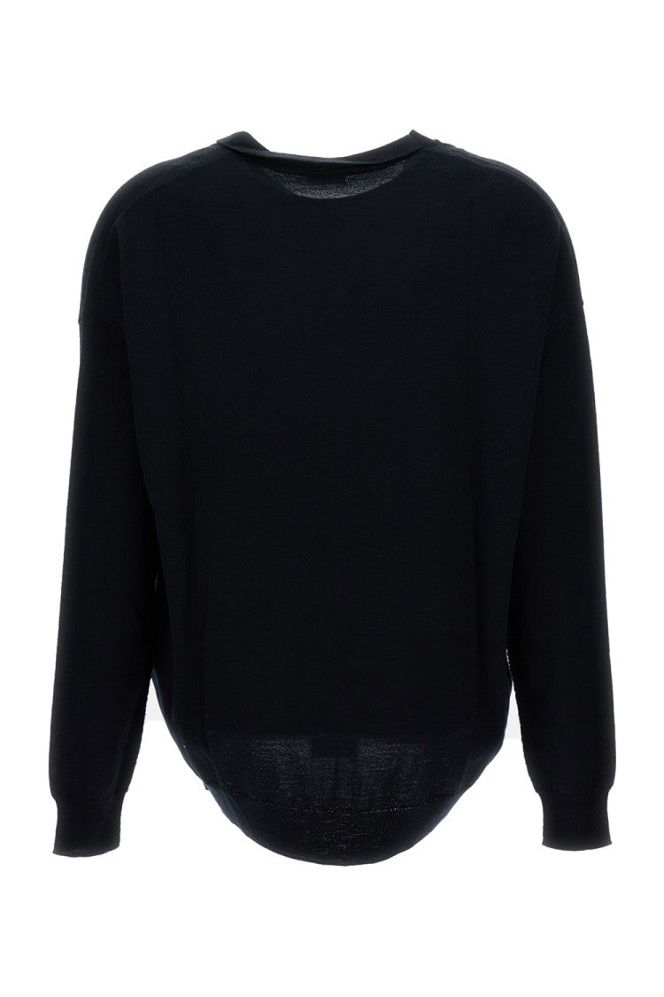 V-Neck Sweater With Ribbed Detailing