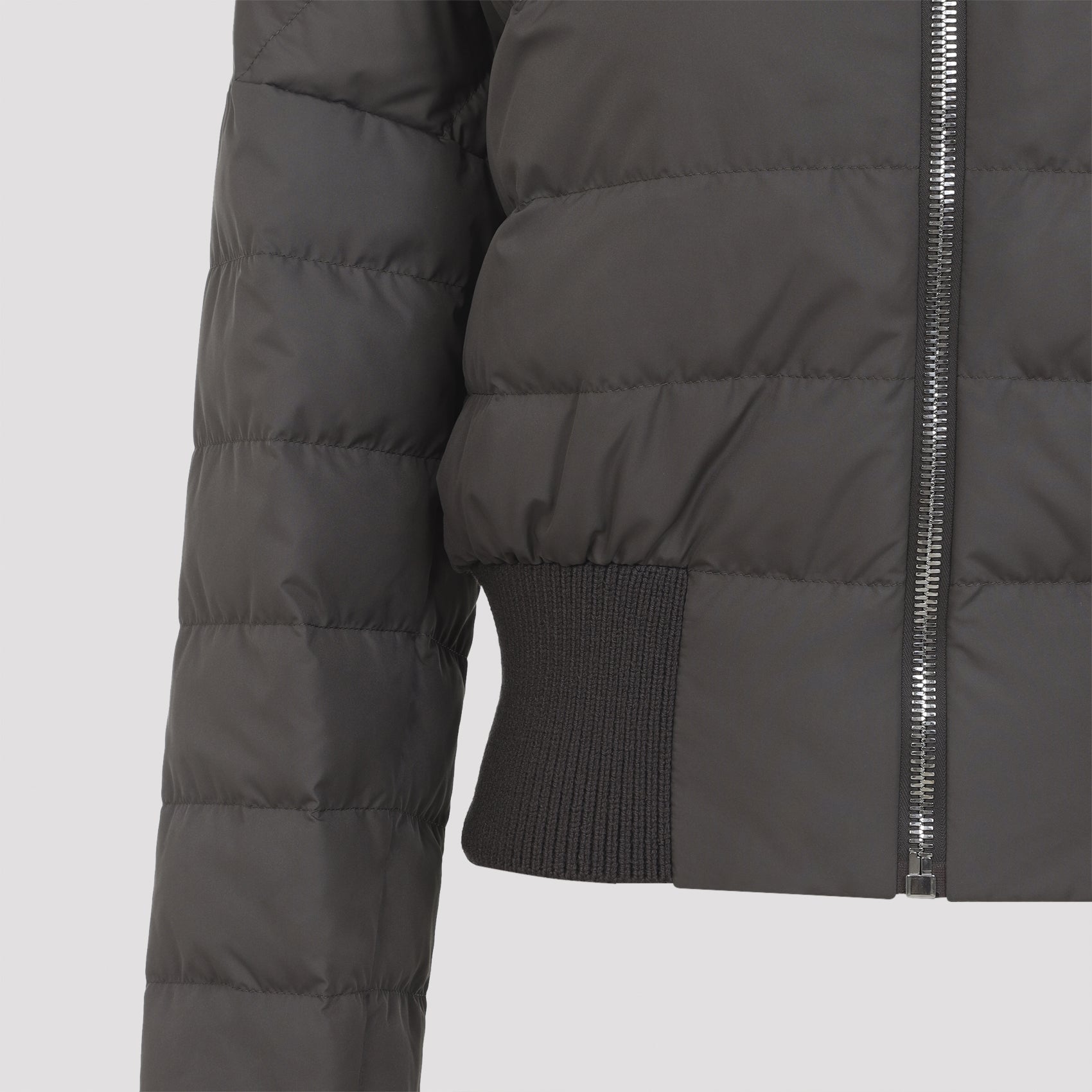 Cropped Black Down Coat With High Turtle-Neck And Zipper Detail