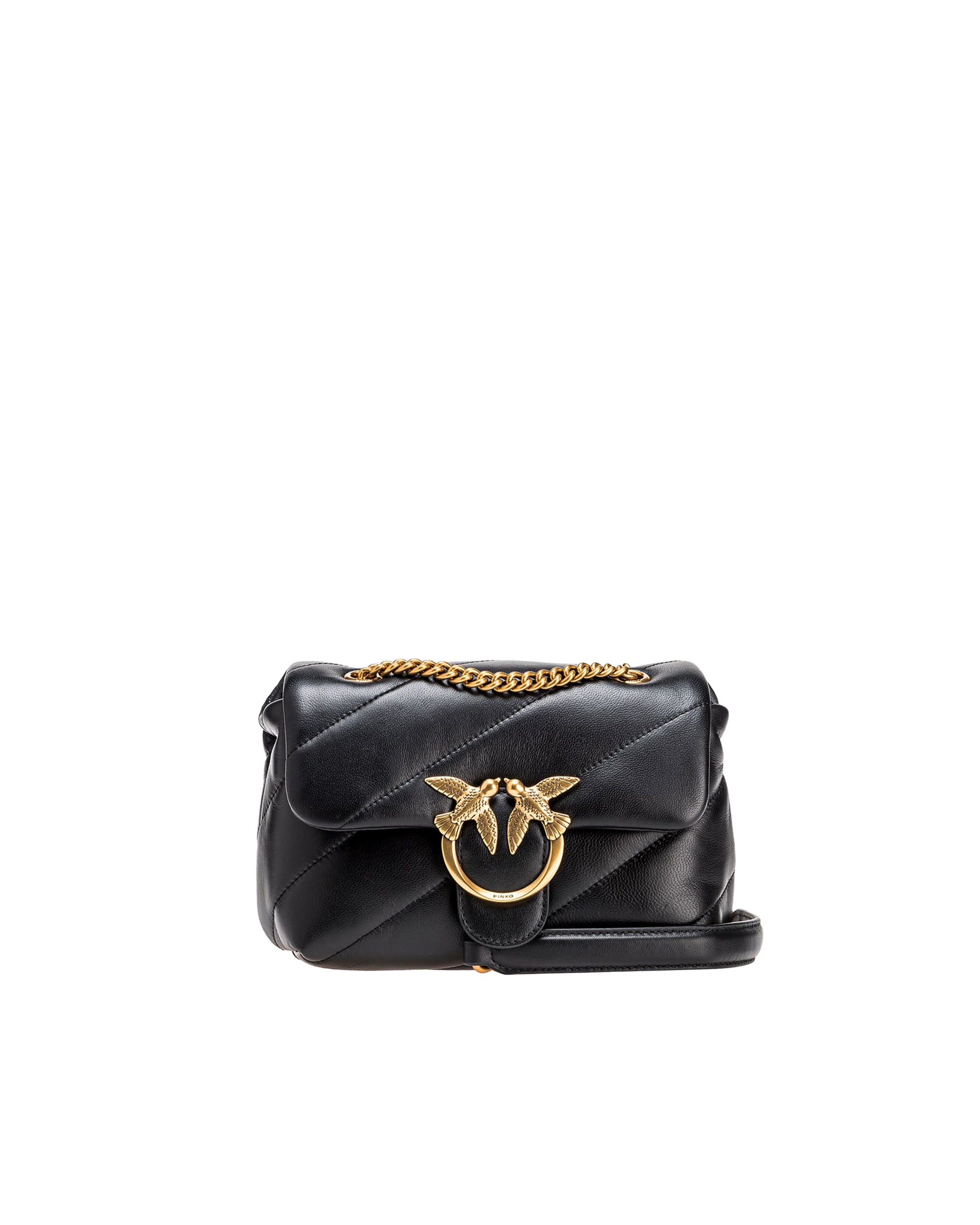 Black/Antique Gold Mini Love Bag Puff Maxi Quilt Bag