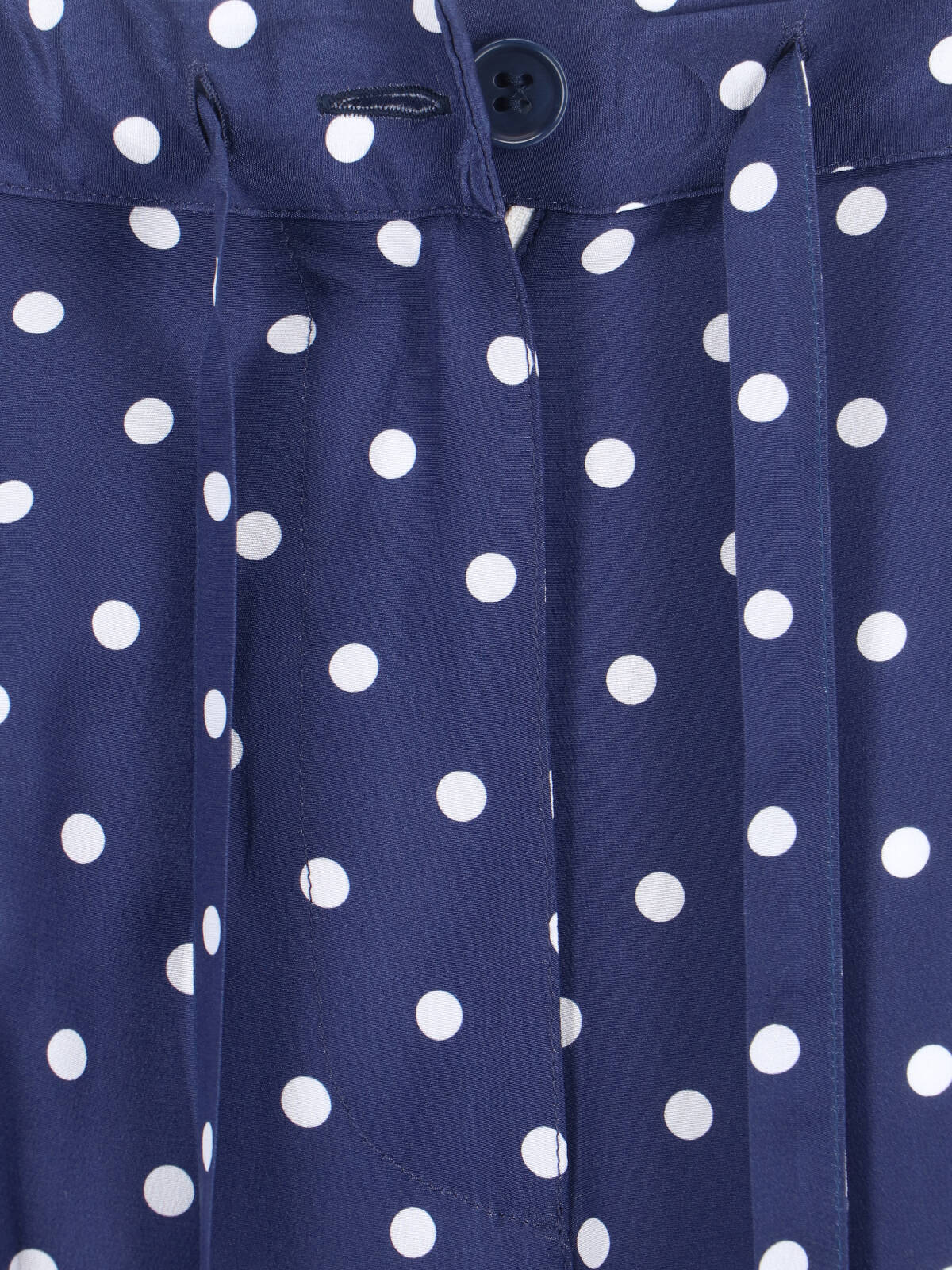 Silk Polka Dot Pants With Front Bow Detail