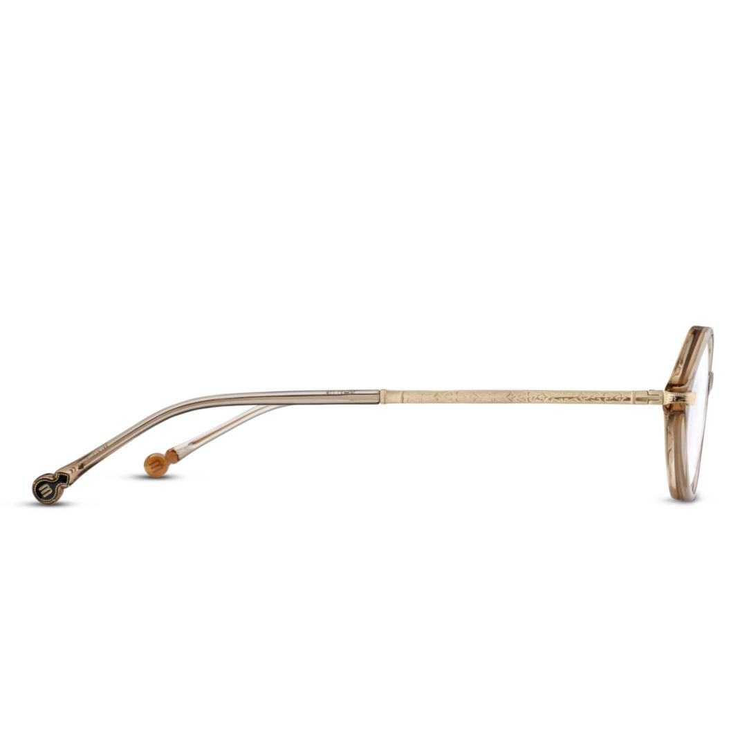 M2066.Rx Translucent Beige Acetate Eyeglasses with Metallic Temples
