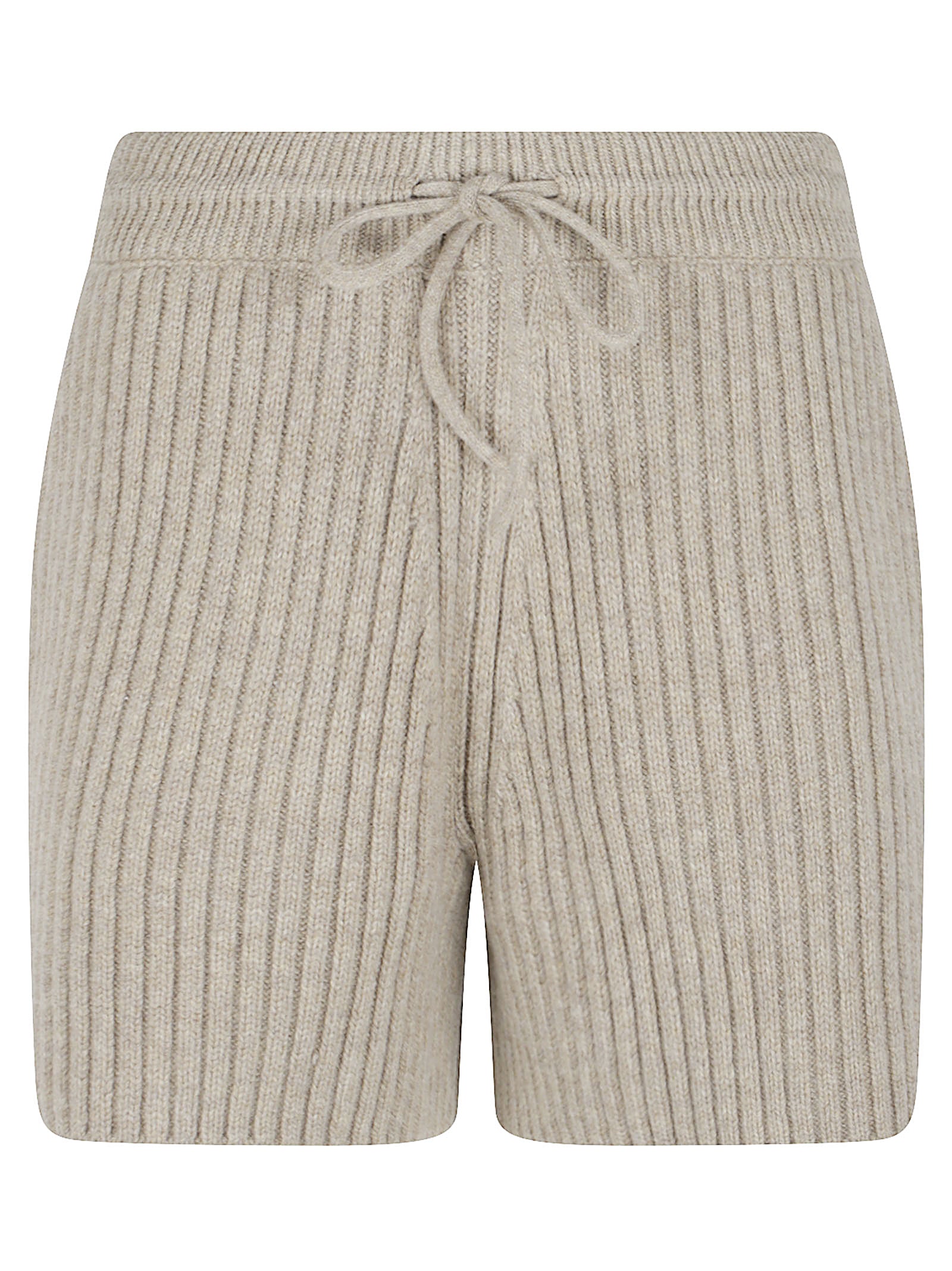 Ribbed Knit Shorts with Drawstring Waistband