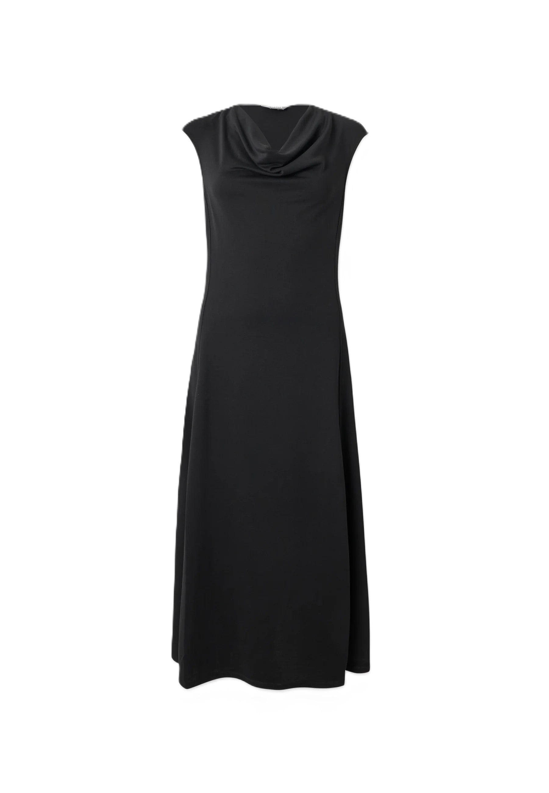 A-Line Midi Dress with Draped Cowl Neckline