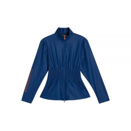 Fitted Blue Jacket with High Collar