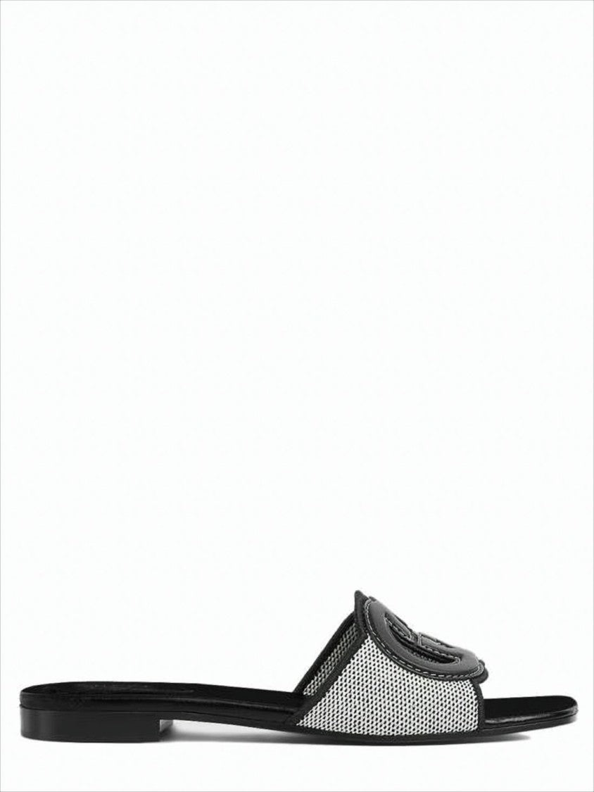 Textured Canvas Slip-On Mules