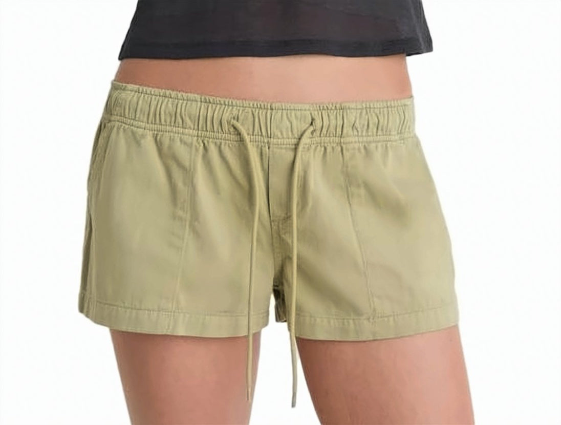 Relaxed Fit Green Shorts with Elastic Waistband