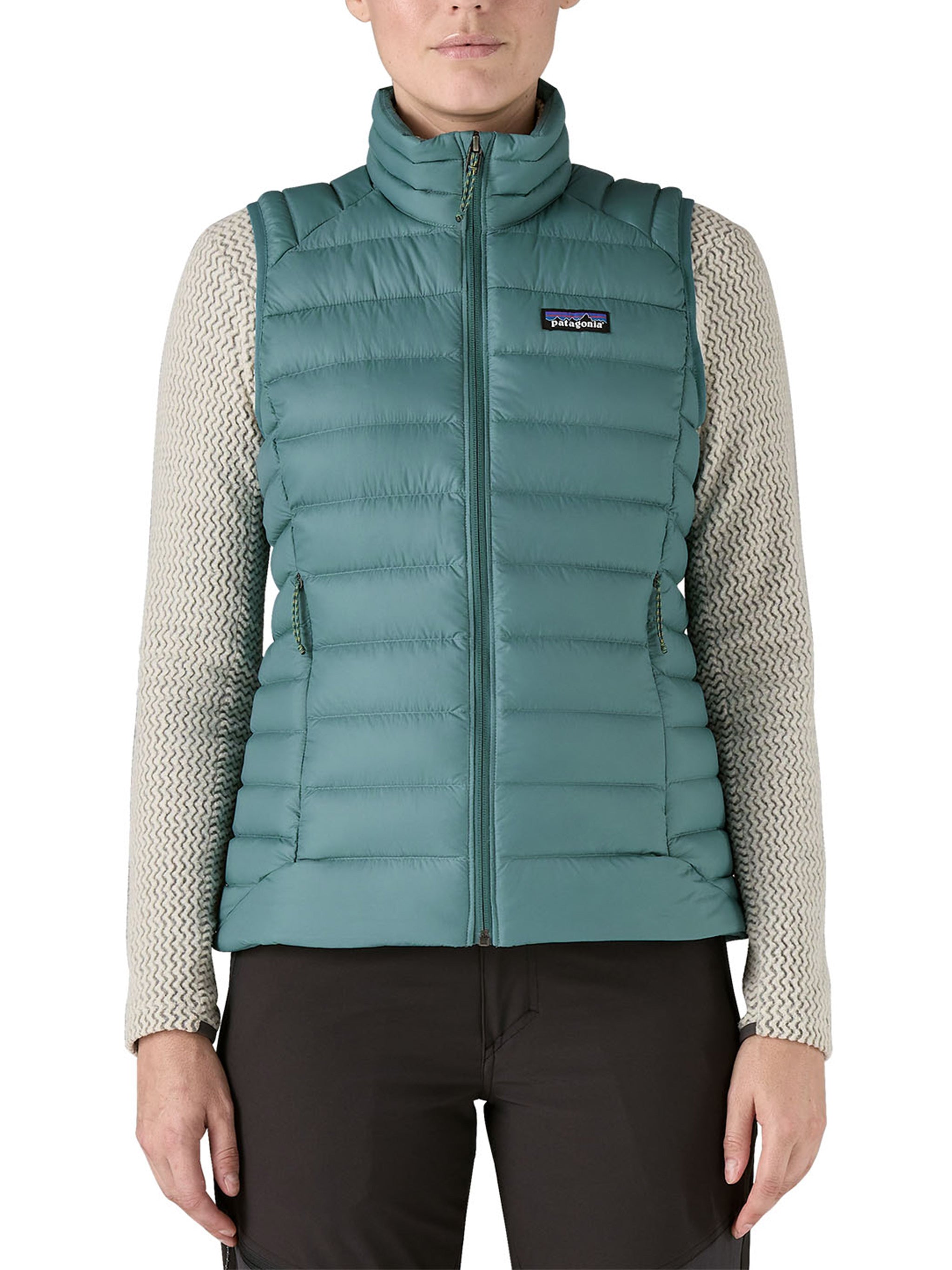 Quilted Sleeveless Down Vest with High Collar