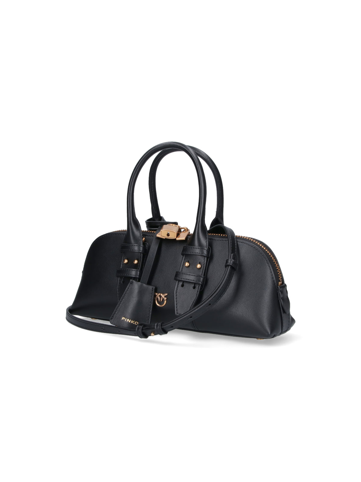 Structured Black Handbag With Detachable Shoulder Strap And Metallic Accents