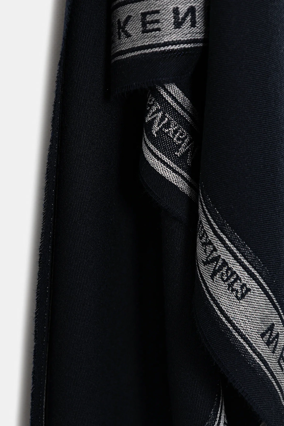 Rectangular Black Scarf with Woven Branded Detail