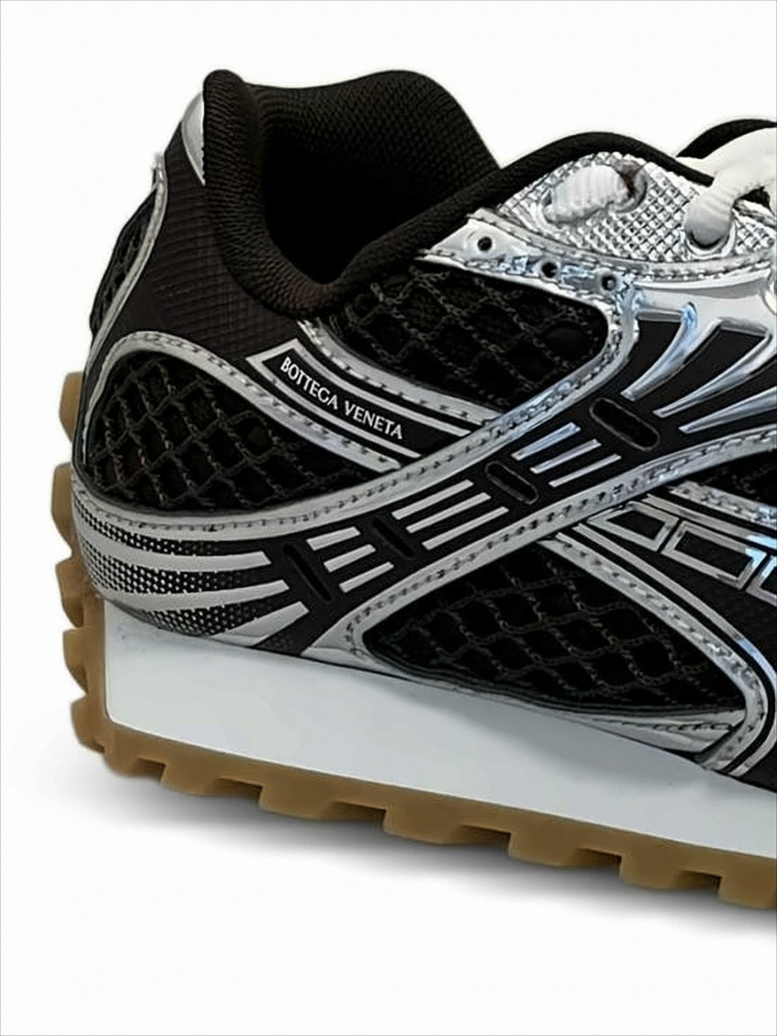 Dynamic Black Mesh Sneakers with Silver Overlays