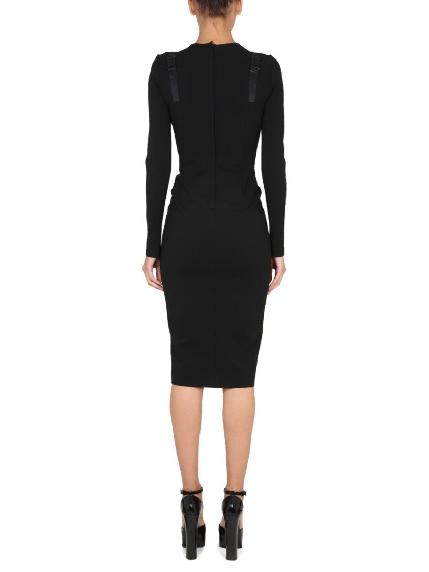 Corset-Inspired Midi Dress With Satin