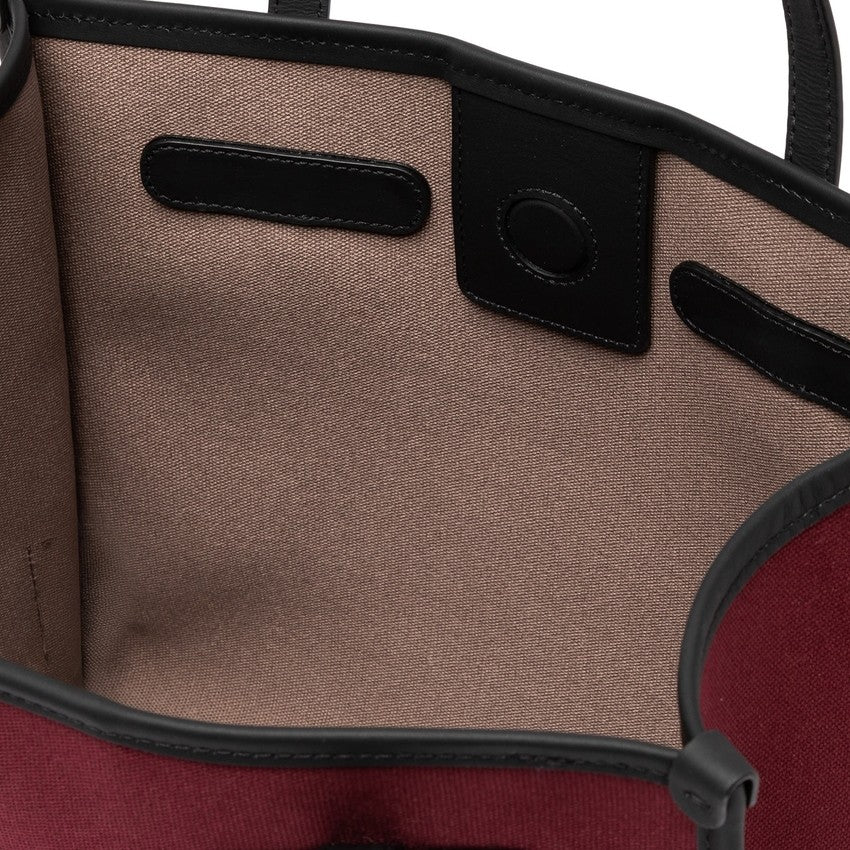 Structured Canvas Tote Bag with Leather Accents
