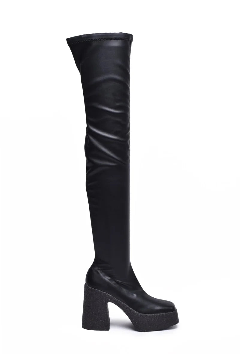 High Heel Rubber Boots - Black