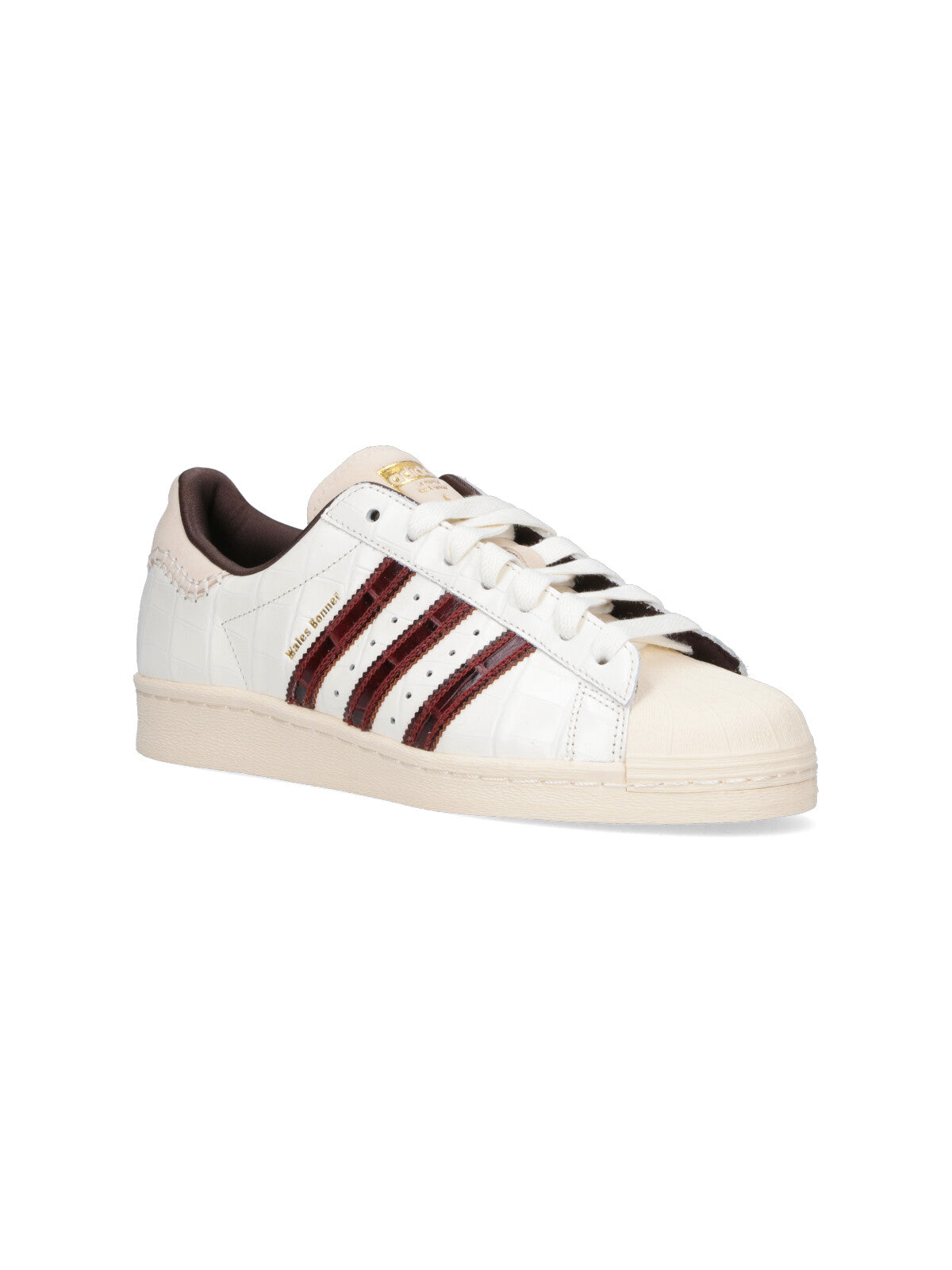 "Superstar" Sneakers, In Cream Leather, Crocodile Effect