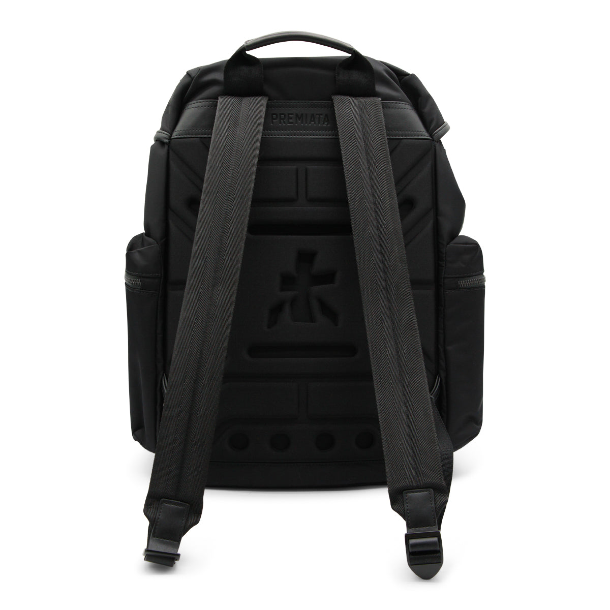 Structured Nylon Backpack with Logo Print