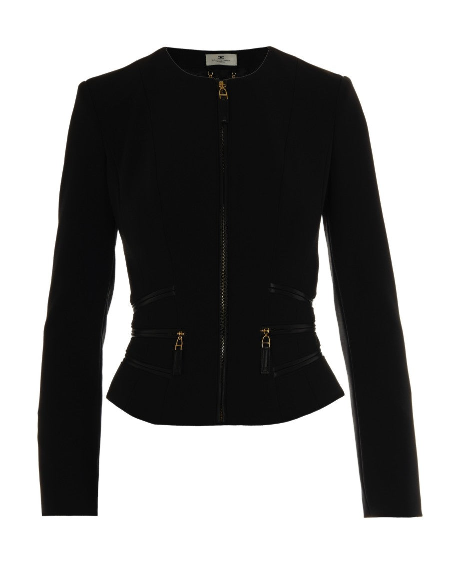 Black Double Crêpe Jacket With Zip Details