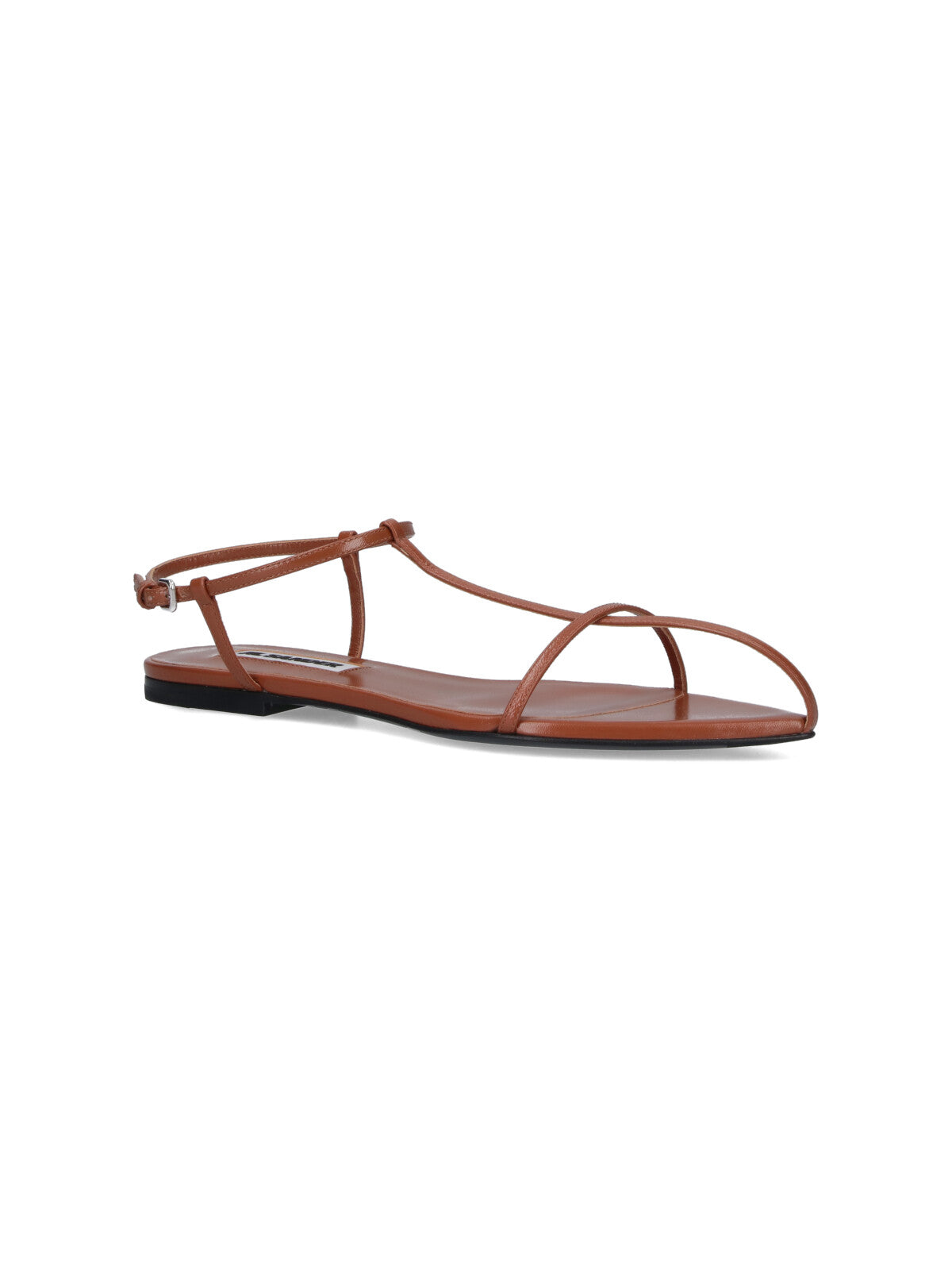 Leather Sandals, Brown, Round Open Toe