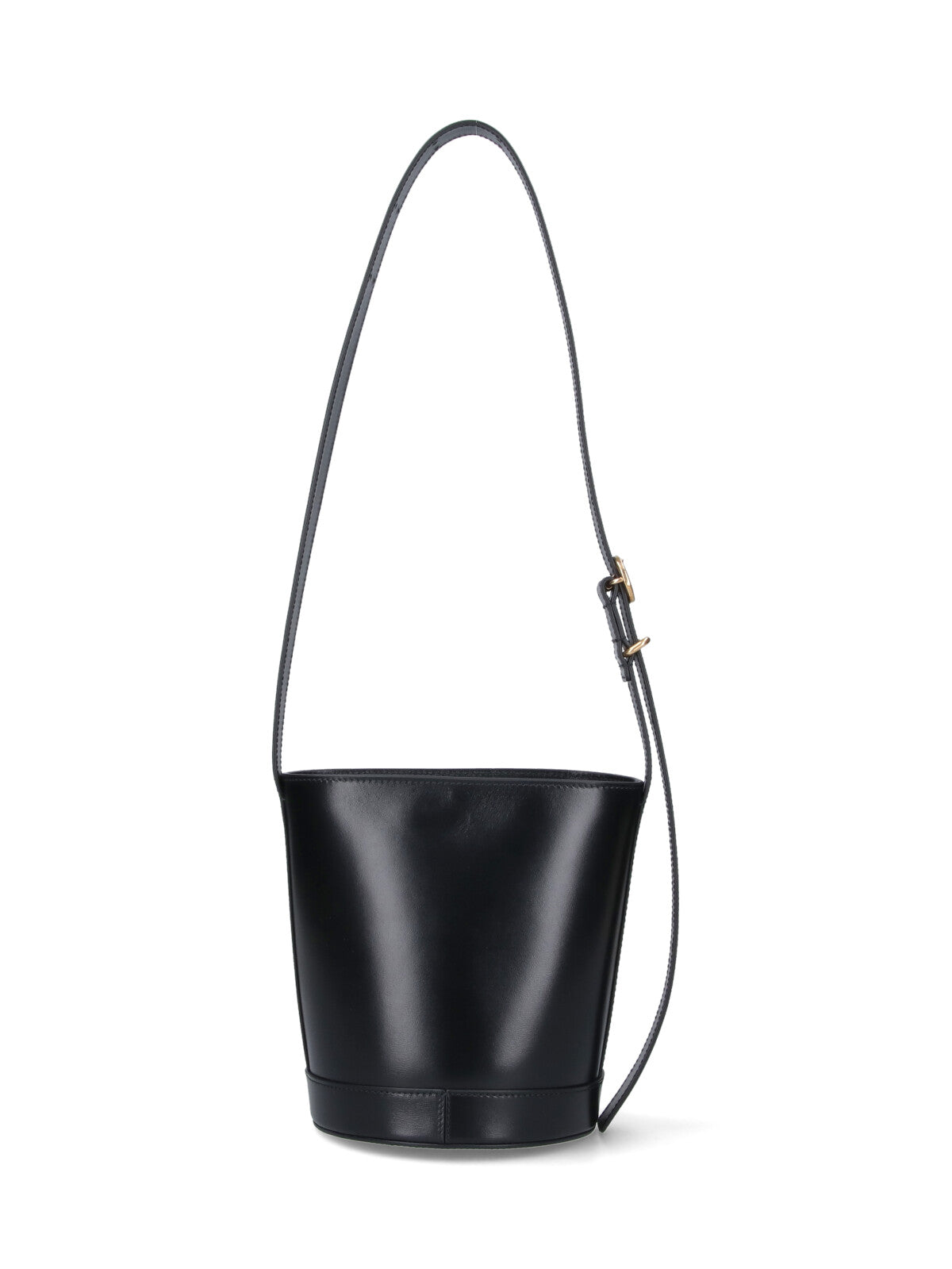 Sleek Black Calf Leather Bucket Bag