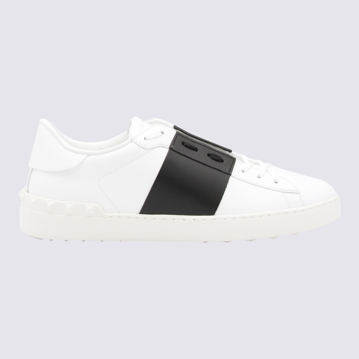 White And Black Leather Open Sneakers