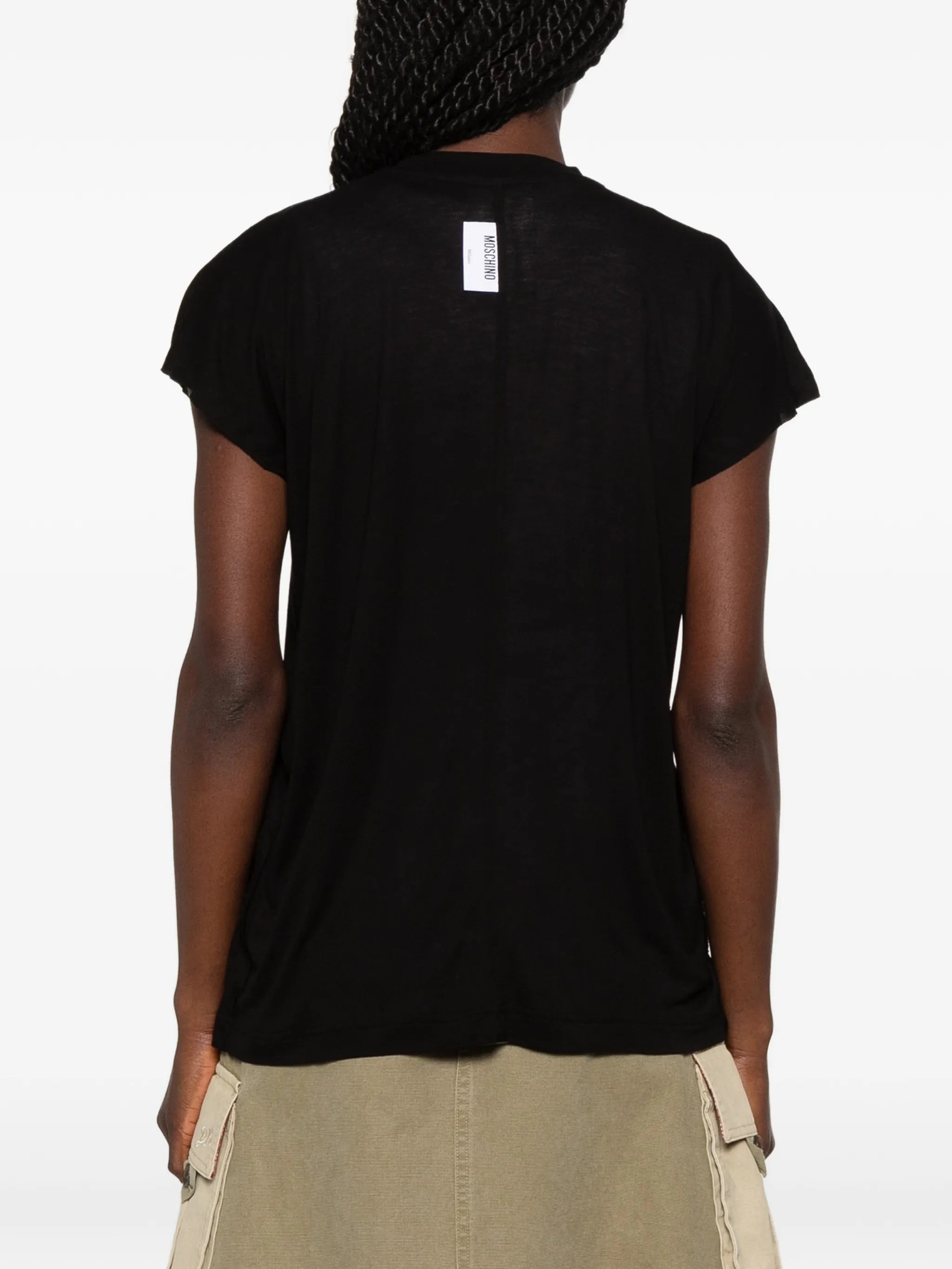 Black Relaxed Viscose Flutter Sleeve T-Shirt