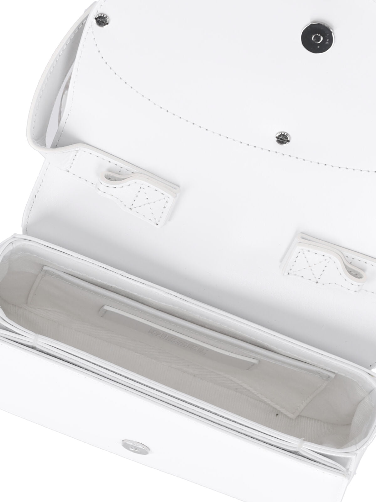 Shoulder Bag 1Dr In Smooth White Leather With Adjustable Straps