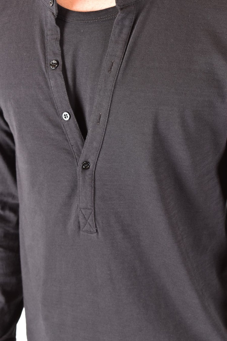 Long-Sleeve Black Cotton Shirt