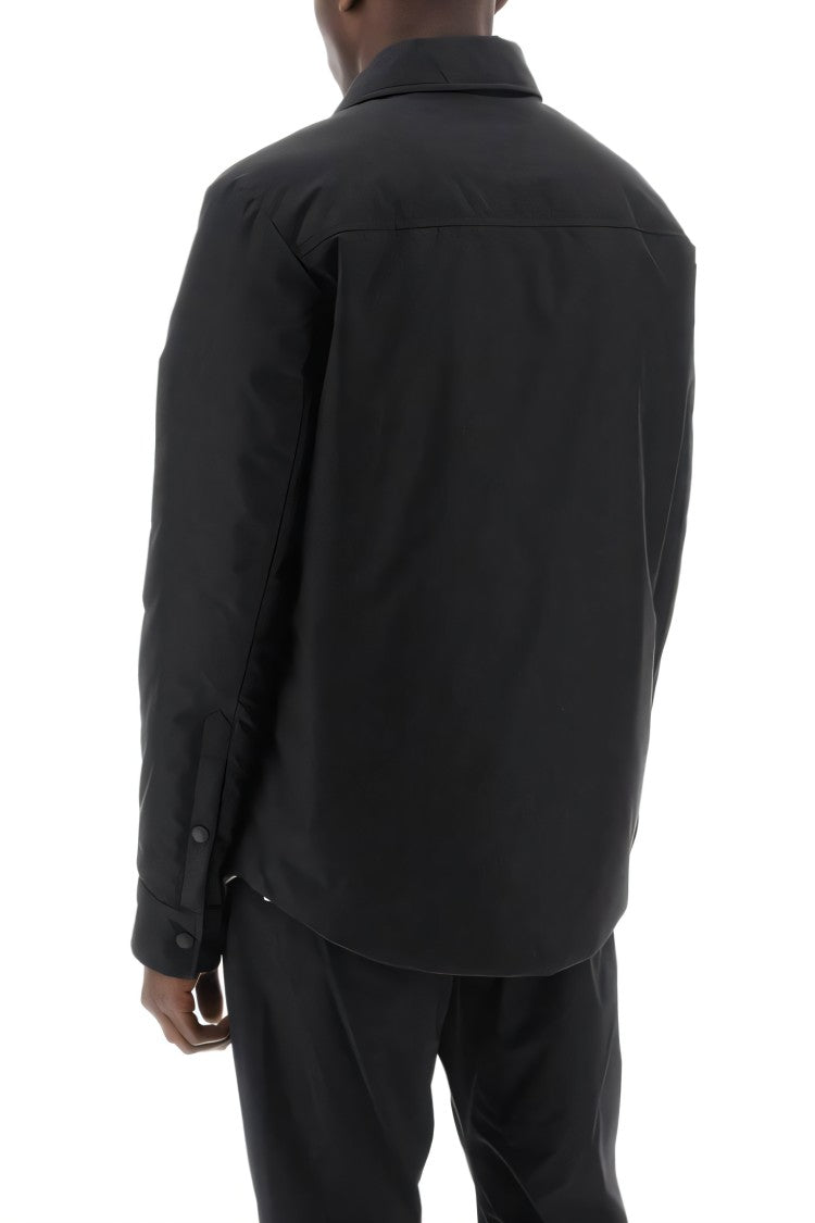 Classic Black Padded Shirt With Tailored Fit And Subtle Logo Embroidery