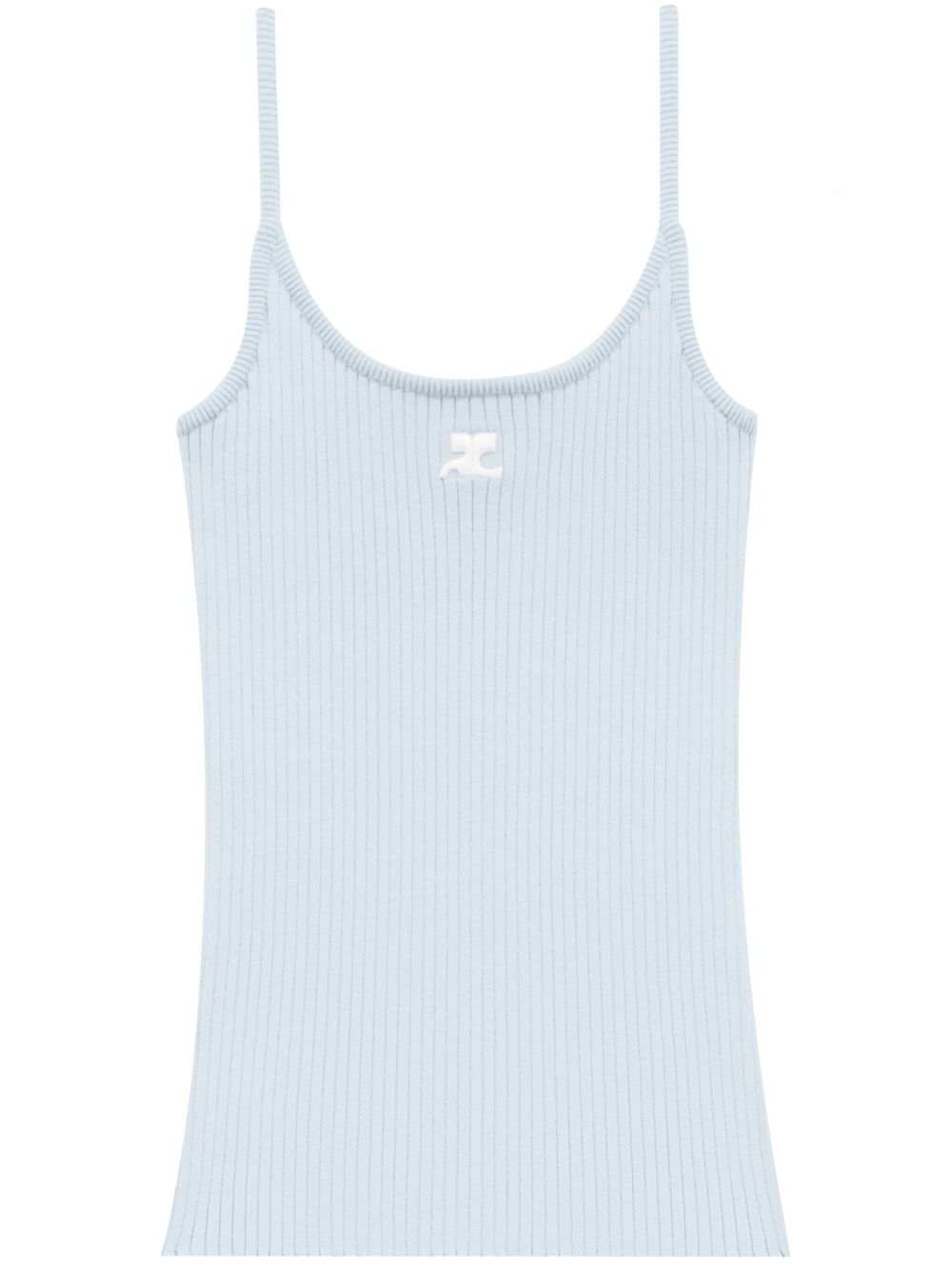Ribbed Knit Tank Top With Spaghetti Straps